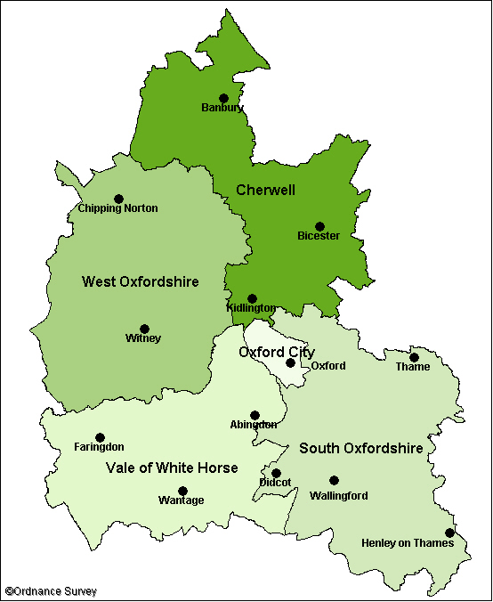 imgOxfordshire Districts Image Map