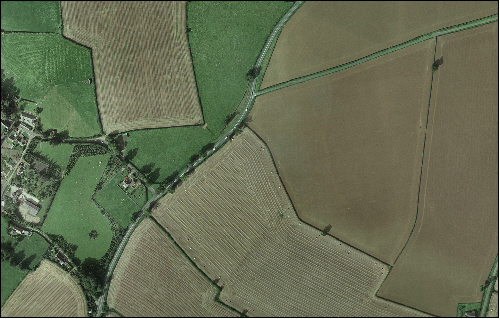 Upstanding Village Farmlands Aerial View